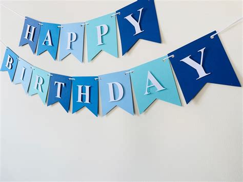 Happy Birthday Banner Blue Happy Birthday Banner Happy - Etsy