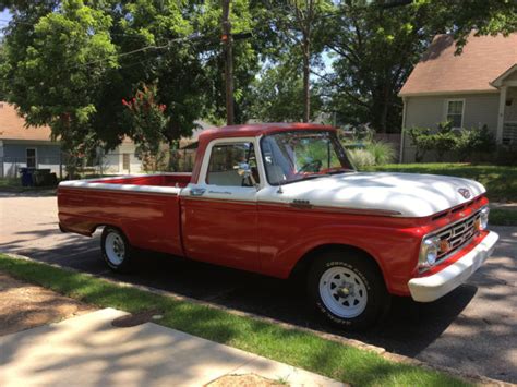 1964 Ford F 100 Custom Cab Pickup Truck Long Bed Red White Classic Ford F 100 1964 For Sale