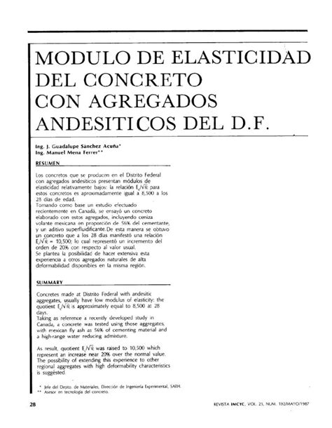 Pdf Modulo De Elasticidad Del Concreto Con Estructural Revista