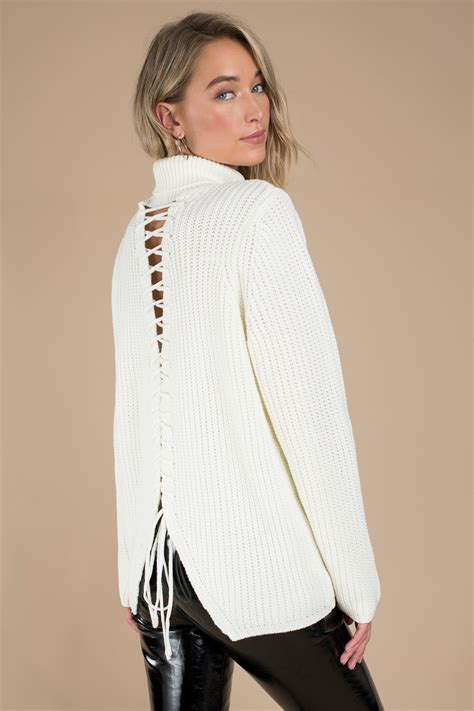 Turn Around White Cutout Turtleneck Sweater 33 Tobi Us