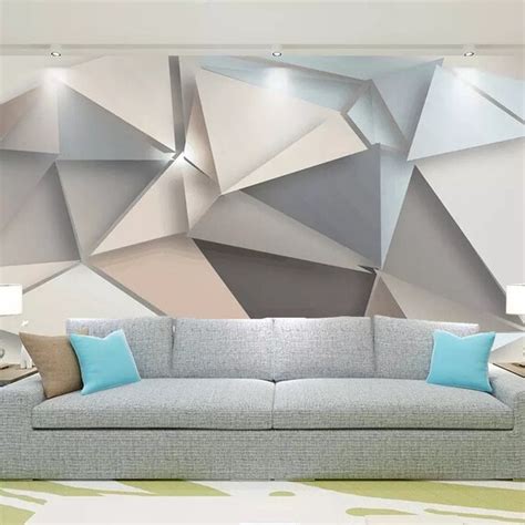 Geometric Wallpaper Geometric Wall Mural 3d Wallpaper 3d Etsy