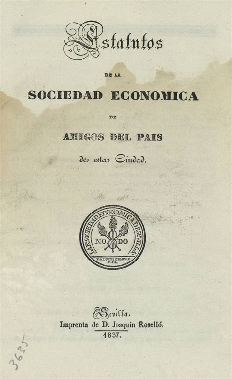 Estatutos de la Sociedad Económica de Amigos del País de Sevilla 1837