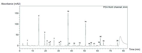 Hplc Dad Chromatograms Of Phenolic Compounds Extracted Under Optimal