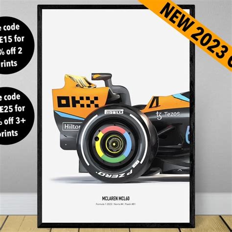 2023 Mclaren F1 Mcl60 Art Poster Print Formula 1 Oscar Etsy Australia