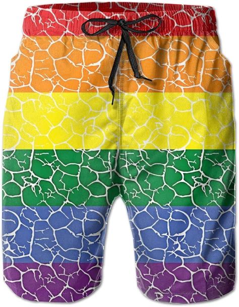 Zhengzho Herren Badehose Vintage Gay Pride Regenbogen Bisexuell Surfing Beach Board Shorts