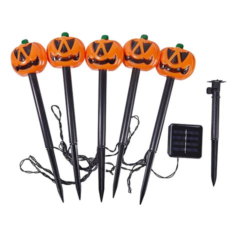 Aurigate Halloween Pumpkin Pathway Markers Lights Outdoor Solar Power