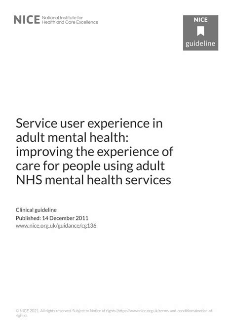 Pdf Service User Experience In Adult Mental Health Improving