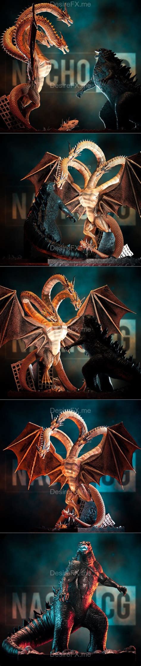 Desire FX 3d models | Fan Art – Godzilla Vs King Ghidorah Statue and ...