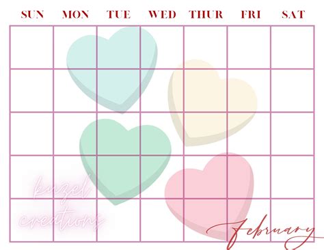 February Printable Calendar - Etsy