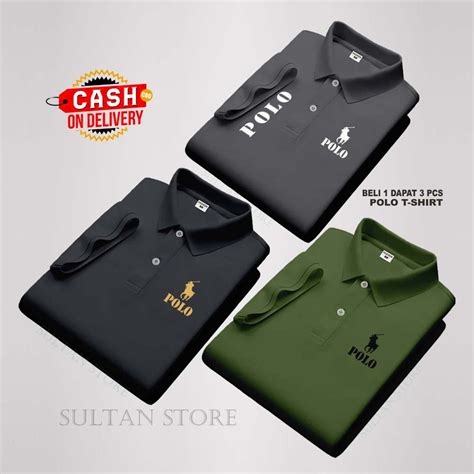 Jual Baju Kaos Polo Pria Distro Text Logo Polo Paket Isi Pcs