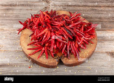 Traditional String Dried Red Chili Pepper Lots Of Red Chilies Placed