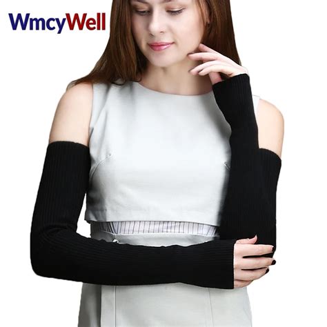 WmcyWell Autumn Winter Women S Wool Arm Warmers Knitted Woolen Arm