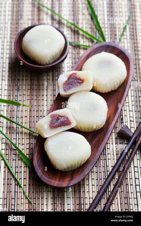 Mochi Cake With Red Beans Traditional Japanese Dessert Stock Photo Alamy