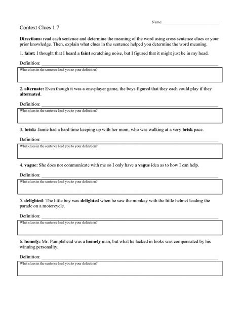 3rd Grade Context Clues Worksheet Pdf