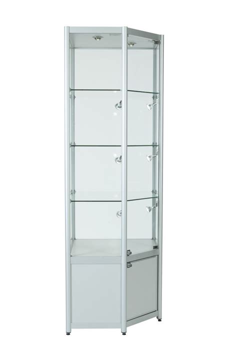 Aluminium Corner Glass Display Cabinet Storage 650mm