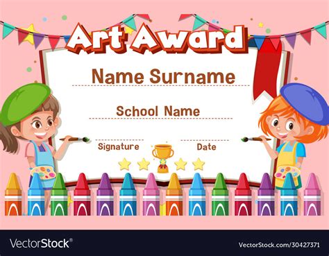 Certificate Template Design For Art Award Vector Image With Regard To