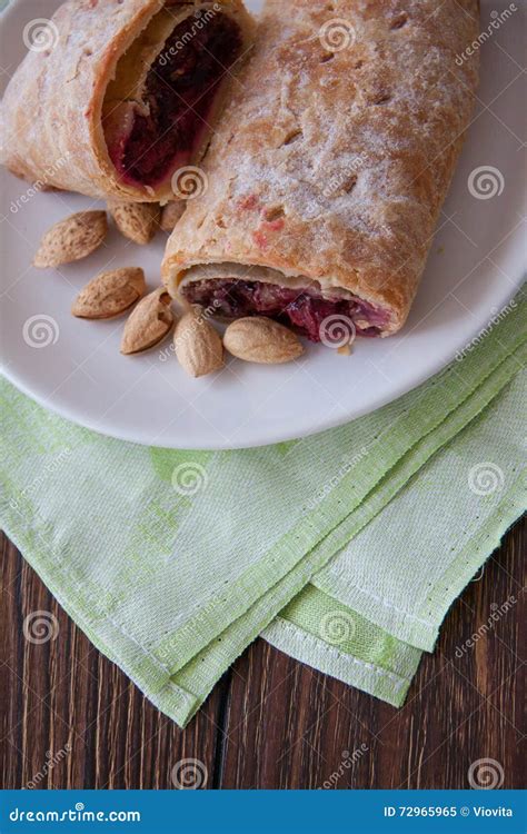 German Strudel With Cherry Stock Image Image Of Good 72965965