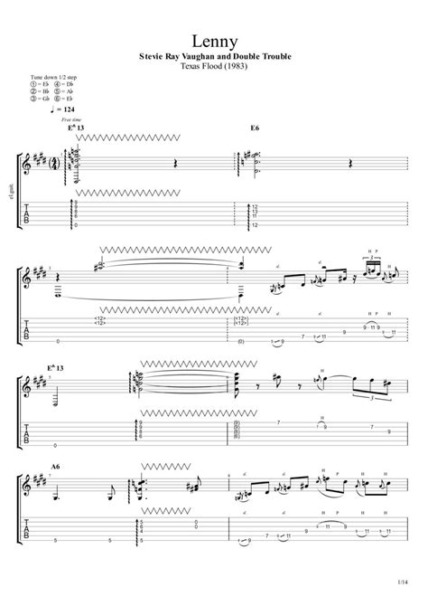 Lenny Stevie Ray Vaughan Guitar Only Tab Crowleyrhoads