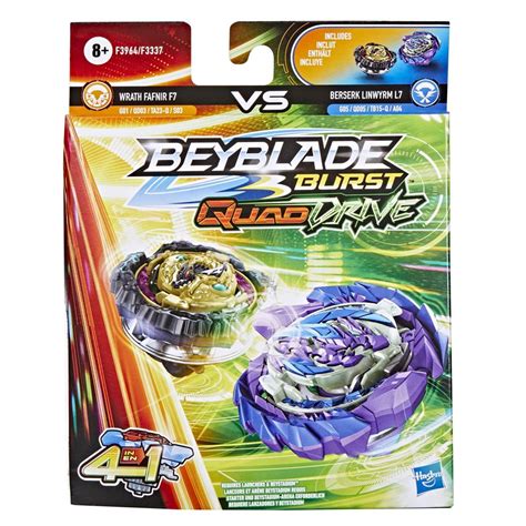 Pack De 2 Toupies Beyblade Burst QuadDrive Berserk Linwyrm L7 Wrath