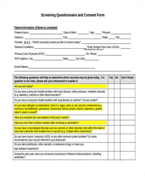 Free 8 Questionnaire Consent Forms In Pdf Ms Word