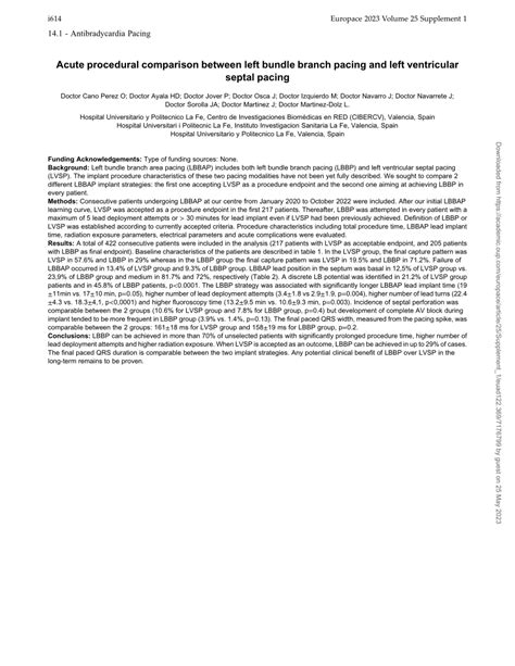 PDF Acute Procedural Comparison Between Left Bundle Branch Pacing And