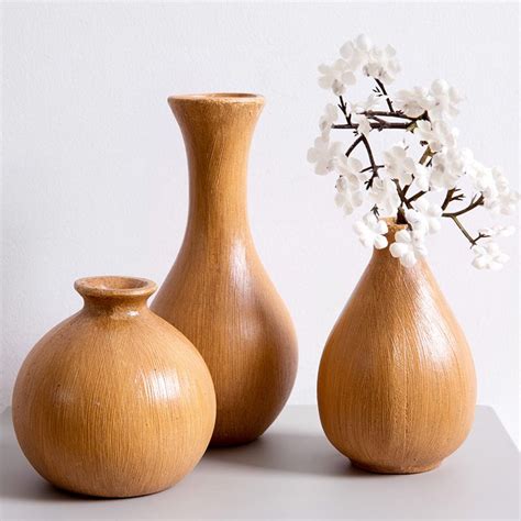 Large Wood Made Flower Vase Living Room Traditional Wooden Flower Vase