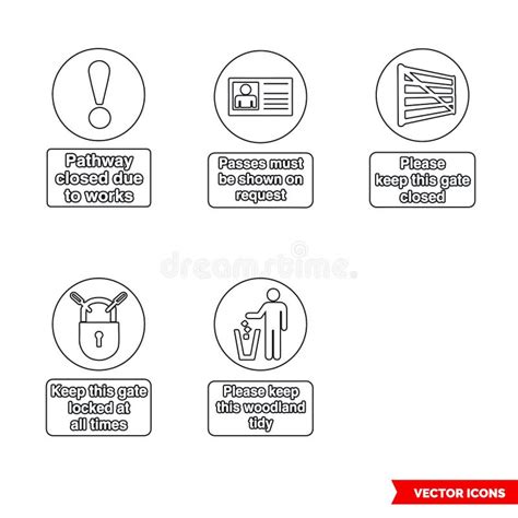 Seguridad Forestal Obligatorio Canta Icono Conjunto De Tipos De Esquema