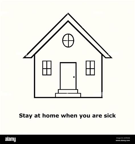 Stay At Home When You Are Sick Outline Simple Doodle Drawing Of