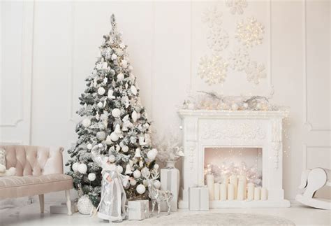 Christmas Photography Backdrops Christmas Tree White Fireplace Closet