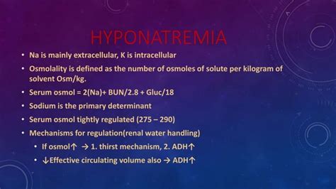 Hyponatremia A Low Sodium Concentration In The Blood PPT