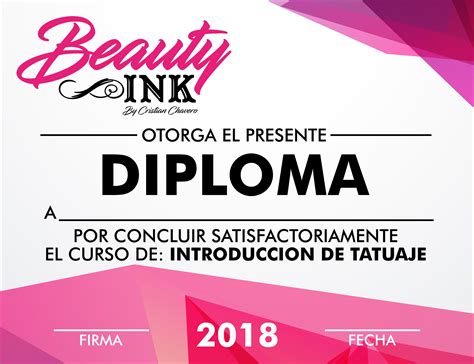 Diseño de diploma para Beauty Ink