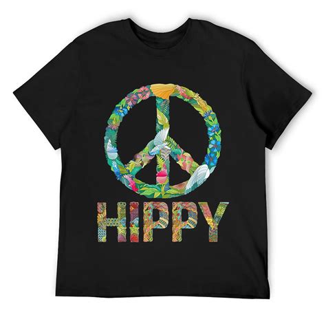 Mens Peace Sign Love T Shirt 60s 70s Tie Dye Hippie Costume Shirt T