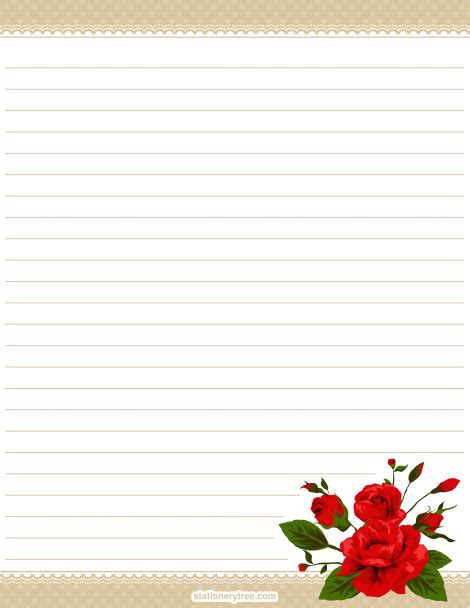 Free Rose Stationery And Writing Paper Printable Stationery Writing