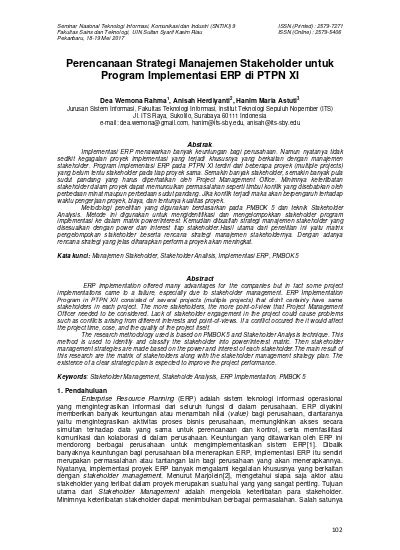 Perencanaan Strategi Manajemen Stakeholder Untuk Program Implementasi