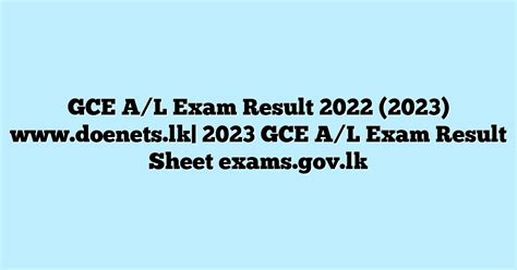 Gce A L Exam Result Doenets Lk Gce A L Exam