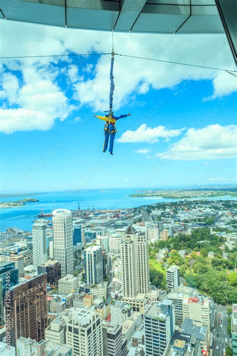 Bungee jumping from Auckland sky tower. Stock Photo | Adobe Stock