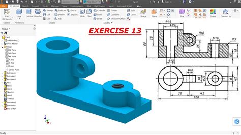 Autodesk Inventor Tutorial For Beginners Exercise Youtube