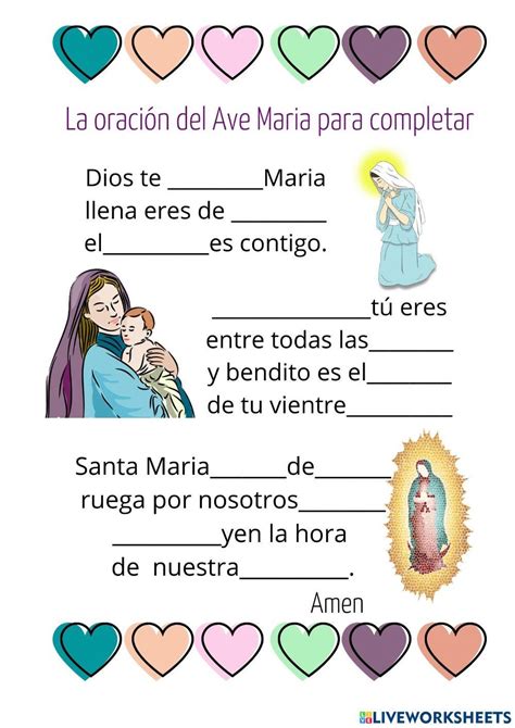 oracion Dios te salve Maria online exercise for | Live Worksheets