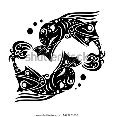 Sign Symbol Pisces Tribal Zodiac Stock Vector Royalty Free 1449276632