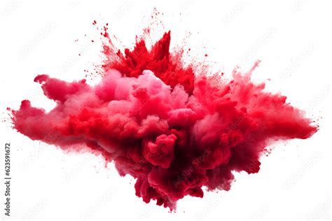 Bright Red Holi Paint Color Powder Festival Explosion Burst Isolated