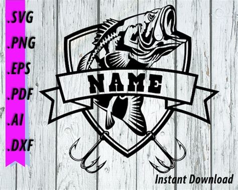 Digital Prints Prints Bass Fish Monogram Fish Hook Font Split Bass