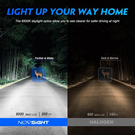 Novsight Pair H Led Headlight Bulbs Kit High Low Beam W Lm