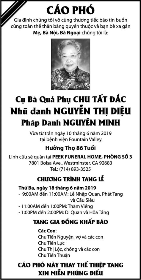 Bà Nguyễn Thị Diệu Nguoi Viet Online