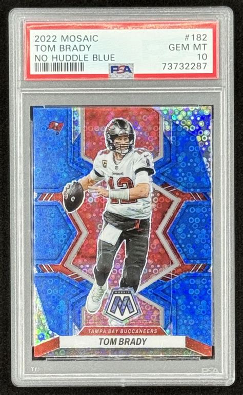 Tom Brady Panini Mosaic Mosaic No Huddle Blue Psa