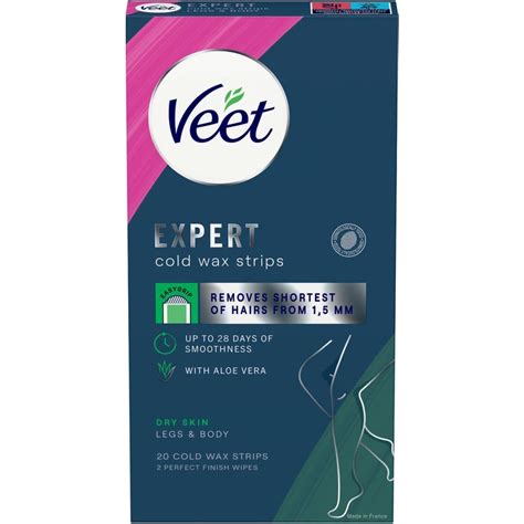 Veet Expert Cold Wax Strips Legs Body Dry Skin 20 Pcs Nicehair Dk