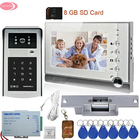 Intercom System Withmagnetic Door Lock 7 Tft Monitor Intercom Key8gb