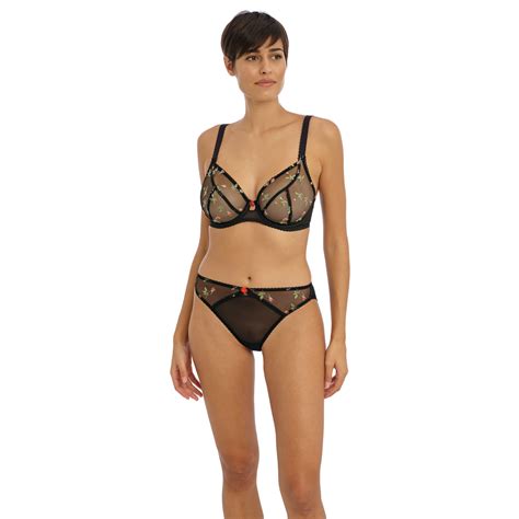 Soutien Gorge Plongeant Noir ROSE BLOSSOM Freya Lemon Curve