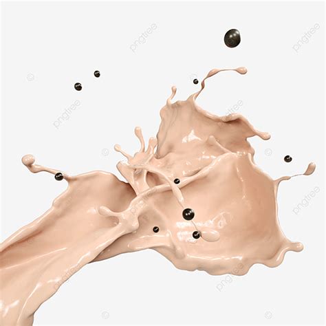 Milk Tea 3d Images Hd Floating Milk Tea Liquid 3d Element Milk Tea