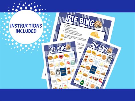 Pie Bingo Pie Party Game Pie Birthday Party Pie Printable Game Pie Birthday Food Bingo Game