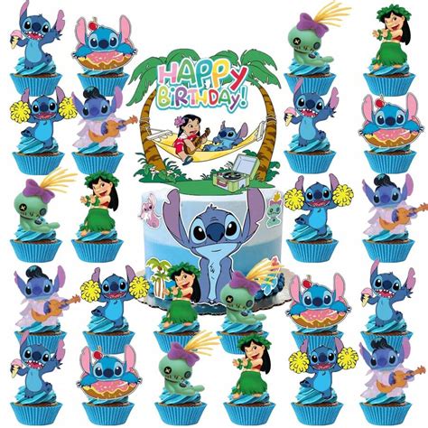 Disney 25 piezas Suministros para fiestas de Stitch decoración de